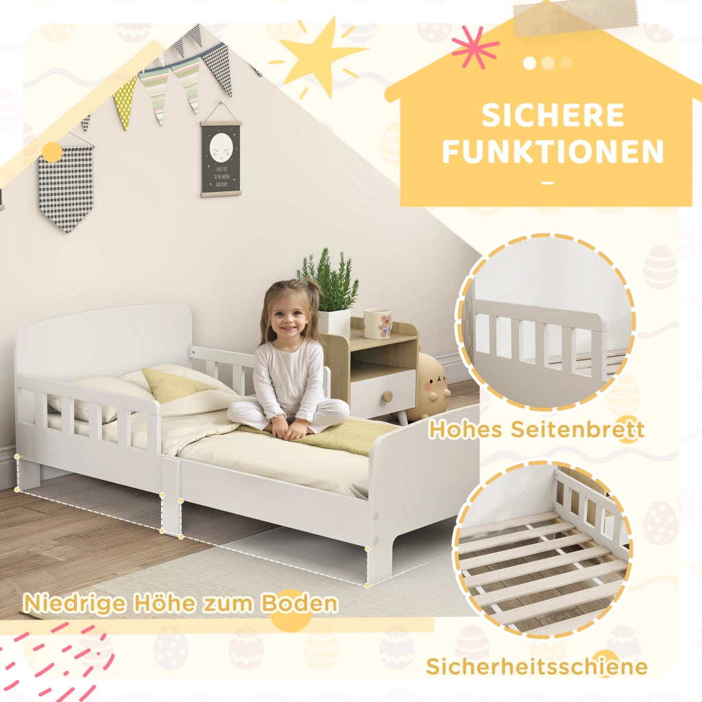 Letto per bambini con sponde di sicurezza ¨C Minimal ¨C MDF, bianco, 90x200 cm