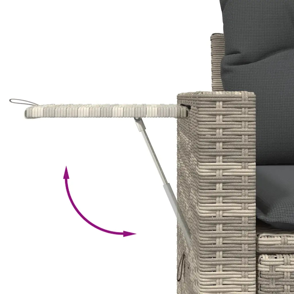 Set Divano da Giardino 4pz con Cuscini Grigio Chiaro Polyrattan