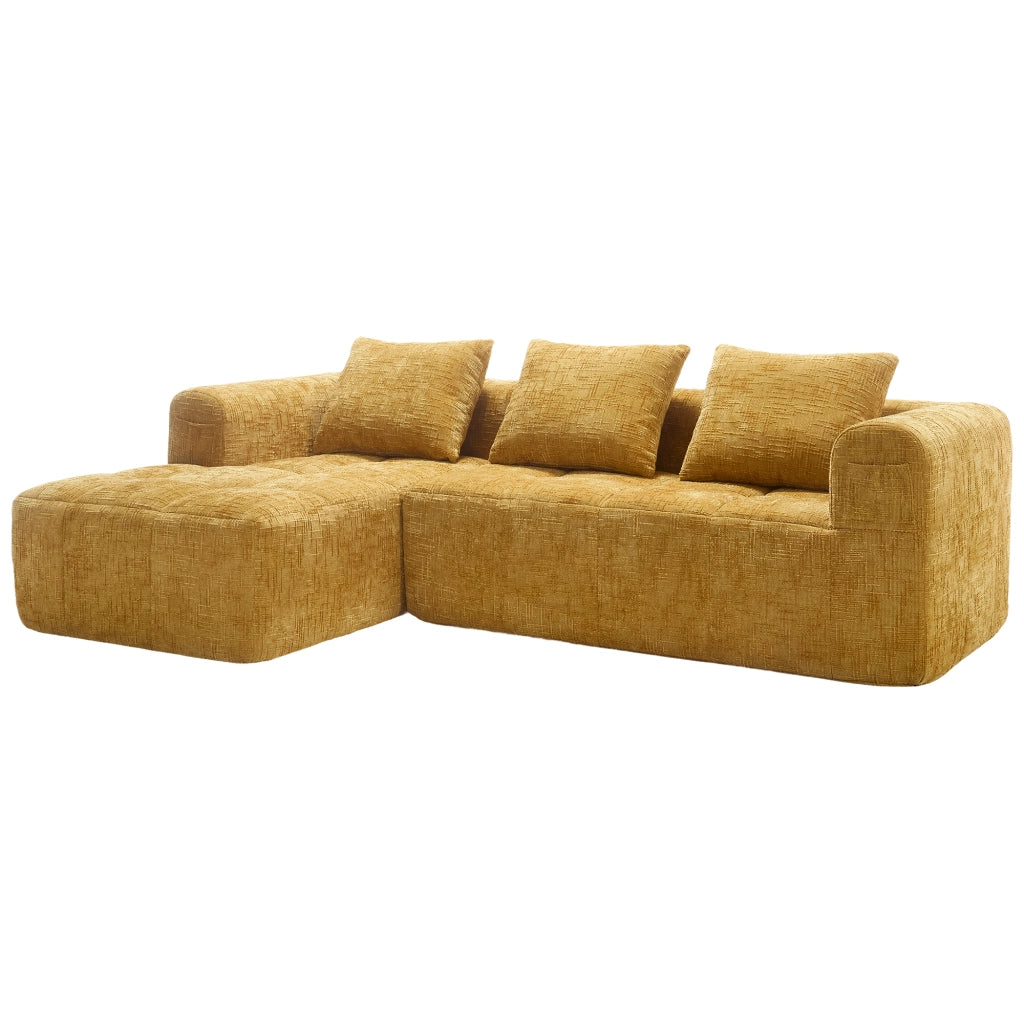 Divano sezionale moderno - Zephmum- 3 posti, chenille, giallo