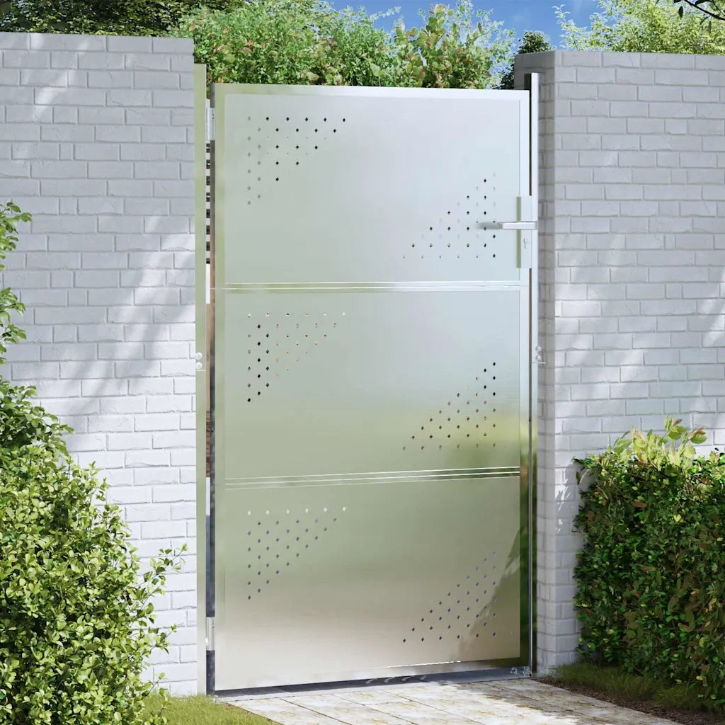 Cancello da giardino Argento 85 x 144 cm Acciaio inossidabile CFW2979235