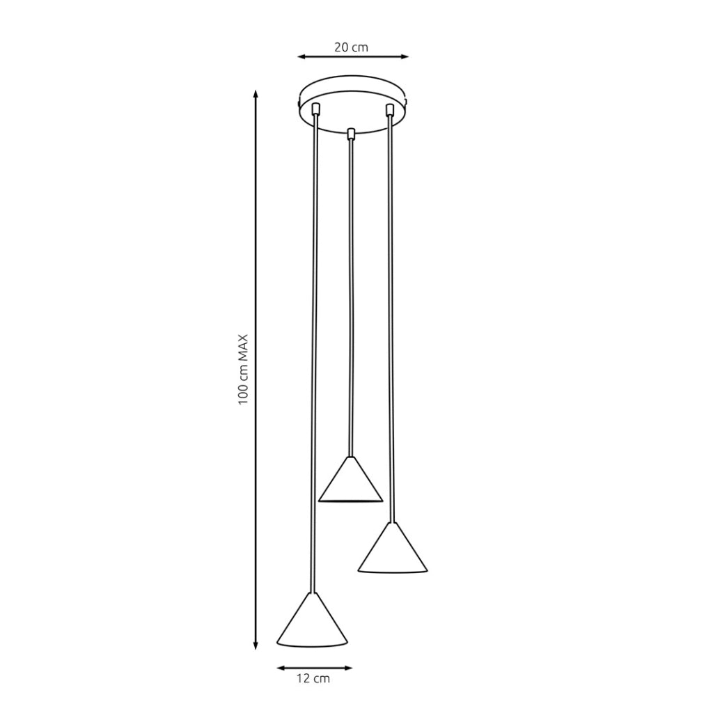Lampada a sospensione tonda nera 3 luci GX53 Emibig