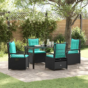 Set da Pranzo per Giardino 5 pcs Nero polyrattan 3381060