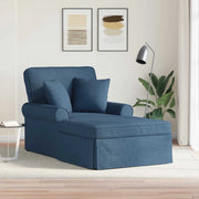 Chaise Longe con Gonna con cuscino 3 pcs Blu Tessuto