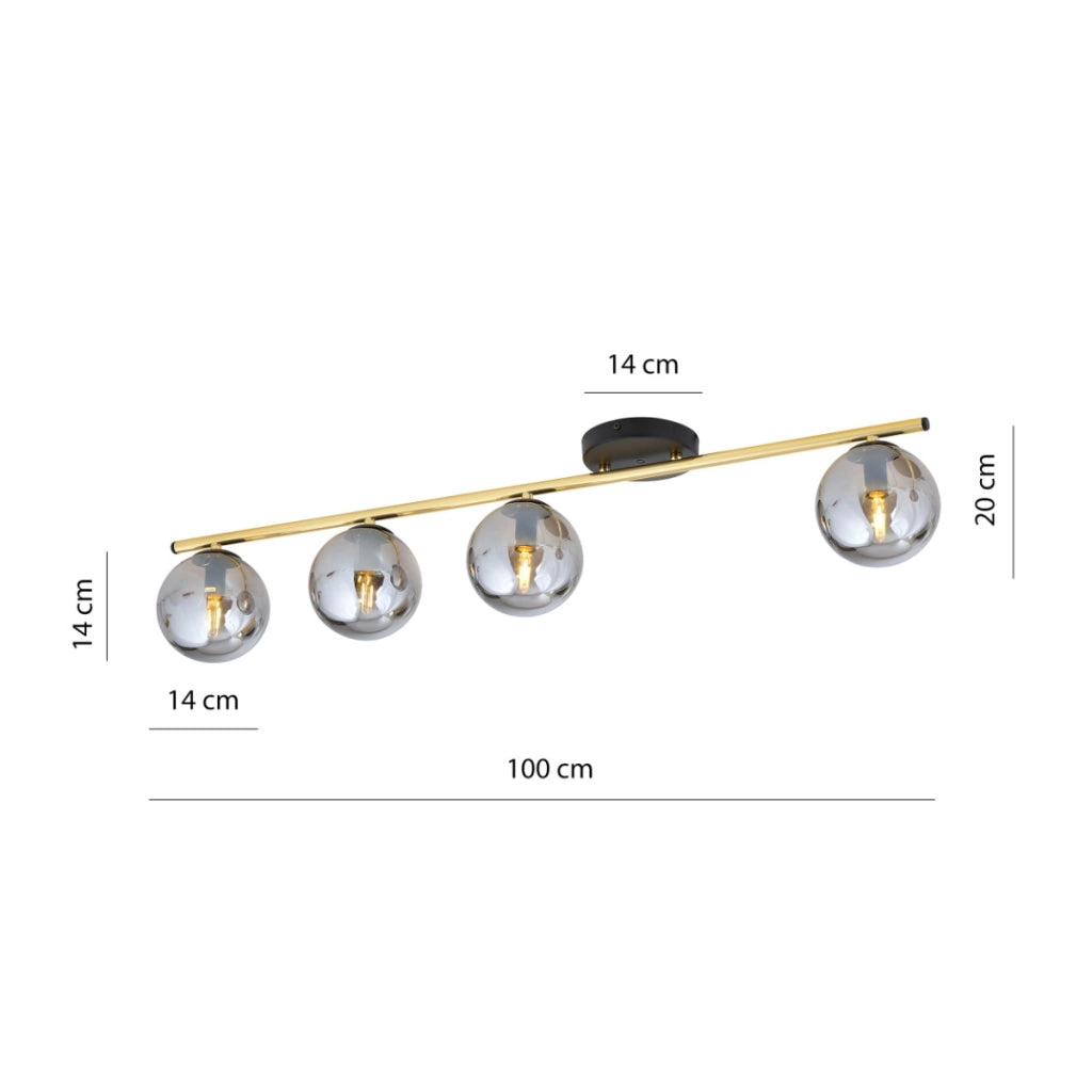 Plafoniera Emibig Monza 4 luci E14 dimmer grafite