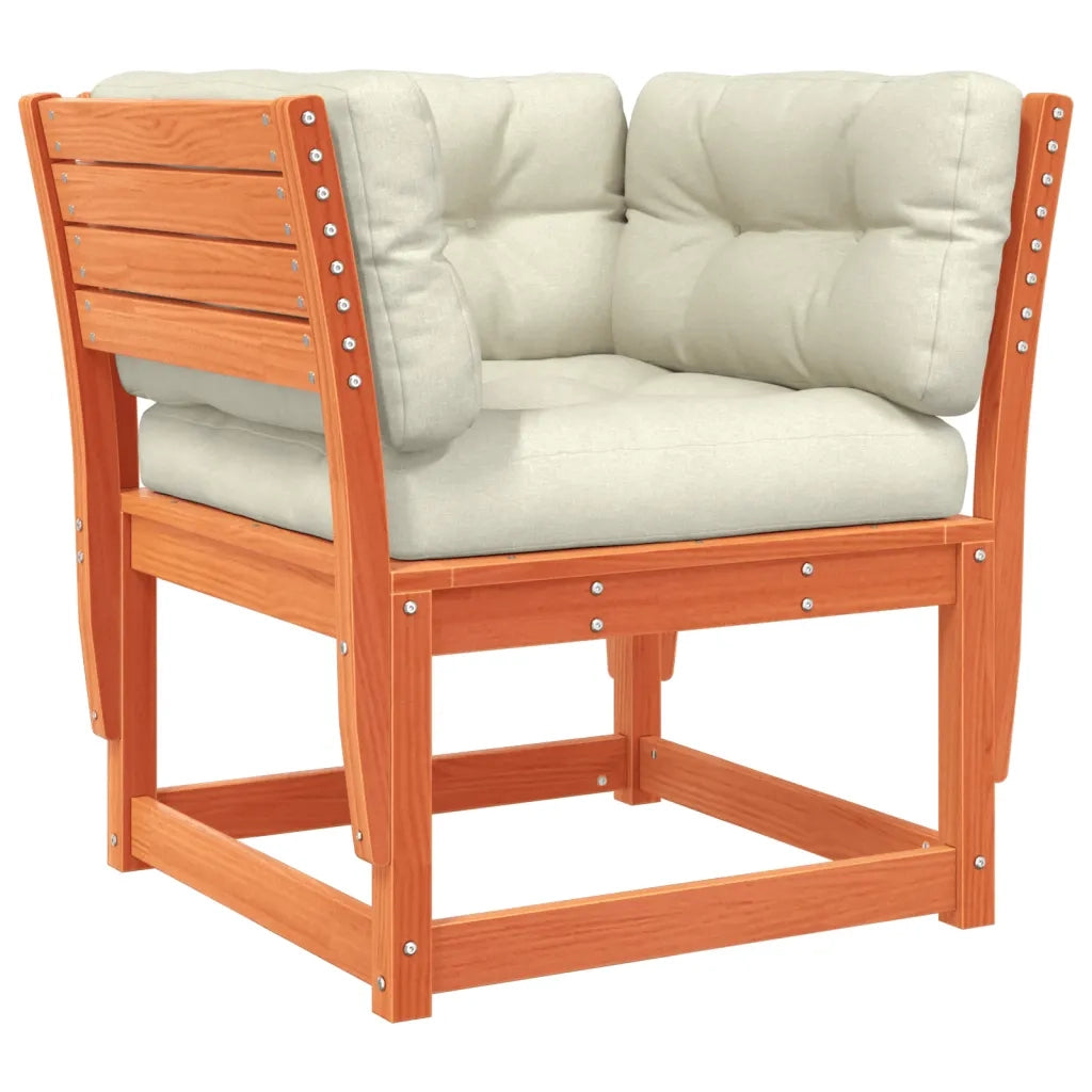 Divano Giardino Braccioli con Cuscini-Sofa da Giardino-Divanetto da esterno Marrone Cera di Pino