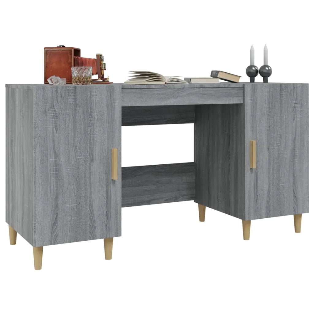 Scrivania | Tavolo da Ufficio Grigio Sonoma 140x50x75 cm in Legno Multistrato