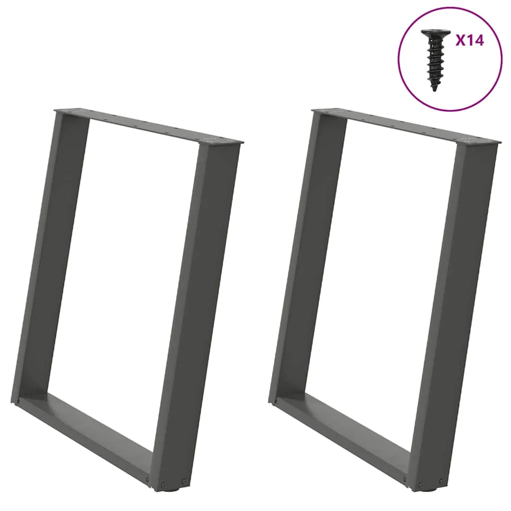 Set di 2 gambe per tavolo da pranzo a forma di U 70 x 72-73 cm con piedini regolabili design moderno in acciaio antracite 02_0057074