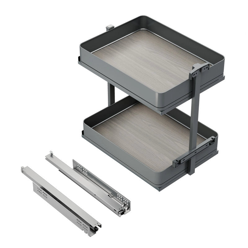 Portabottiglie laterale estraibile Harmony con chiusura soft, Modulo larghezza 150mm altezza 700mm, Acciaio e Legno, G..