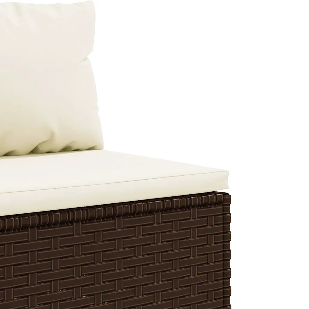 Set Divani da Giardino 7 pz con Cuscini in Polyrattan Marrone
