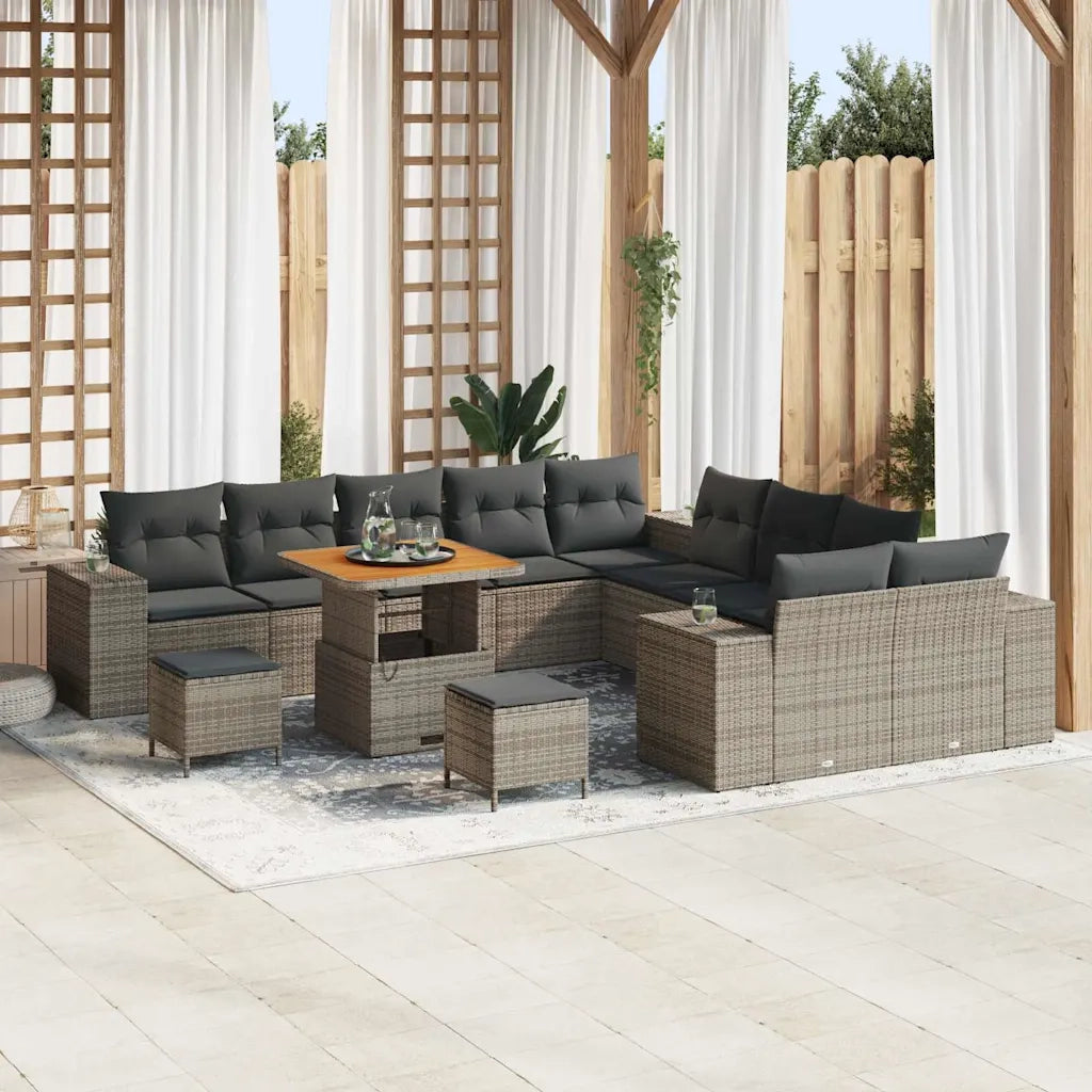 Set Divano da Giardino con cuscino 13 pcs Grigio polyrattan 3362063