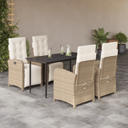 Set da Pranzo da Giardino 5 pz con Cuscini Beige in Polyrattan 3212572