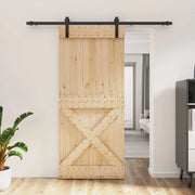 Porta scorrevole Naturale e Nero 90 x 210 cm 3444926