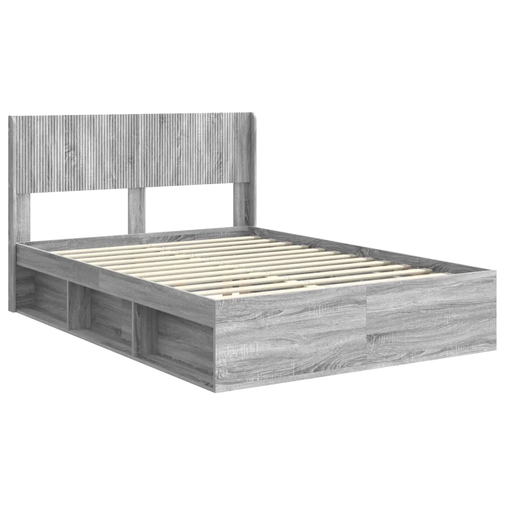 Struttura del letto con stoccaggio e testata Sonoma grigio 3414216