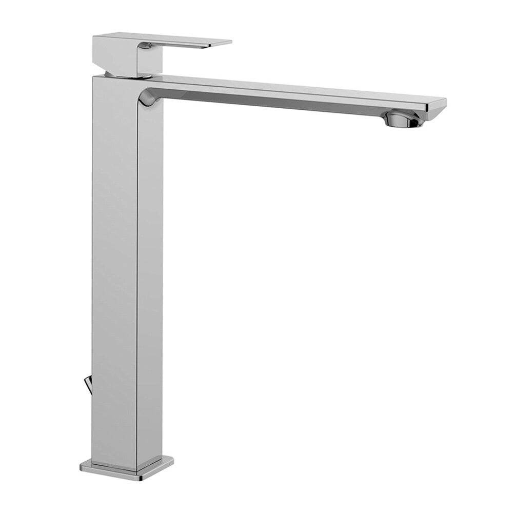 Miscelatore lavabo alto in ottone cromo con leva monocomando con scarico automatico Elle