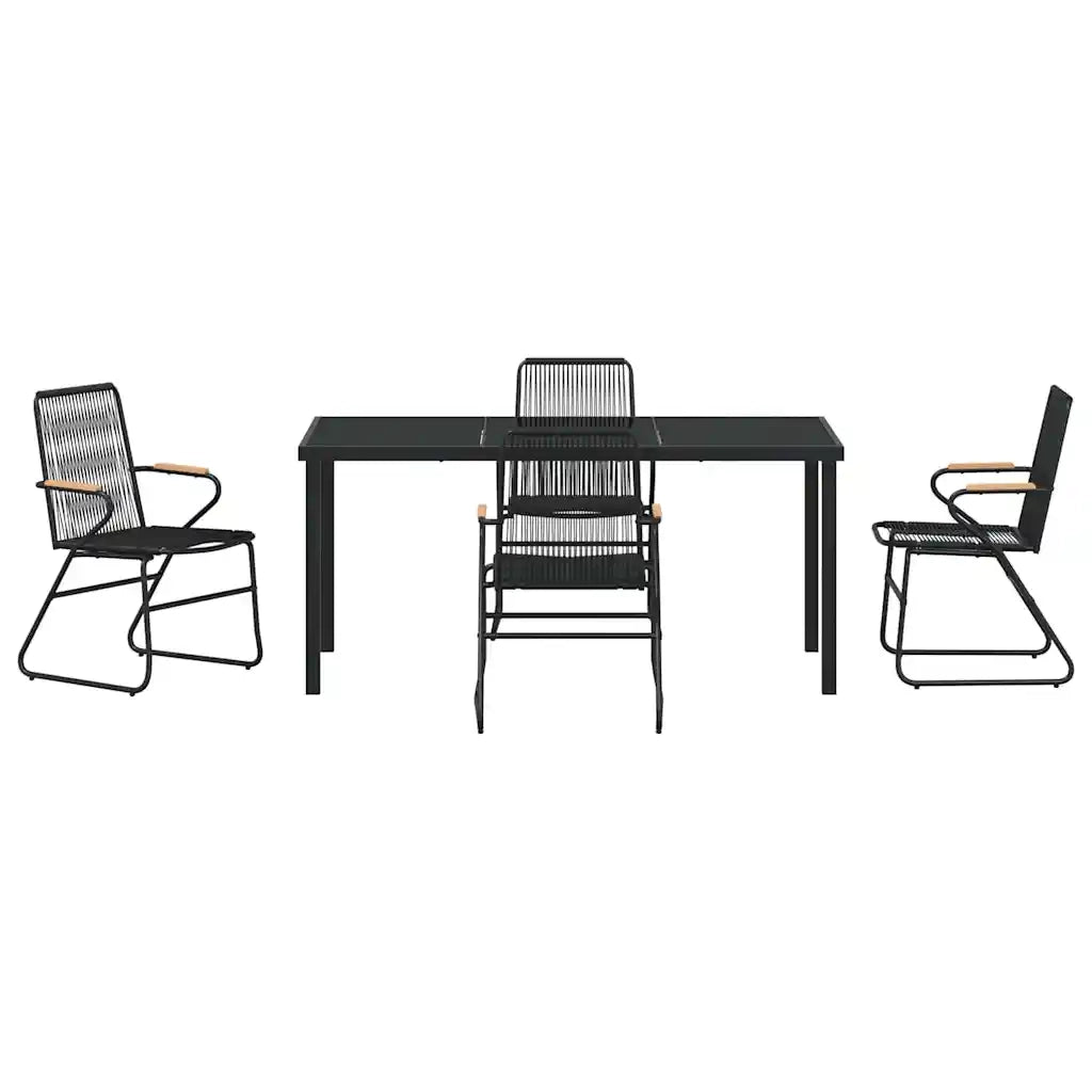 Set da Pranzo per Giardino 5 pcs Nero