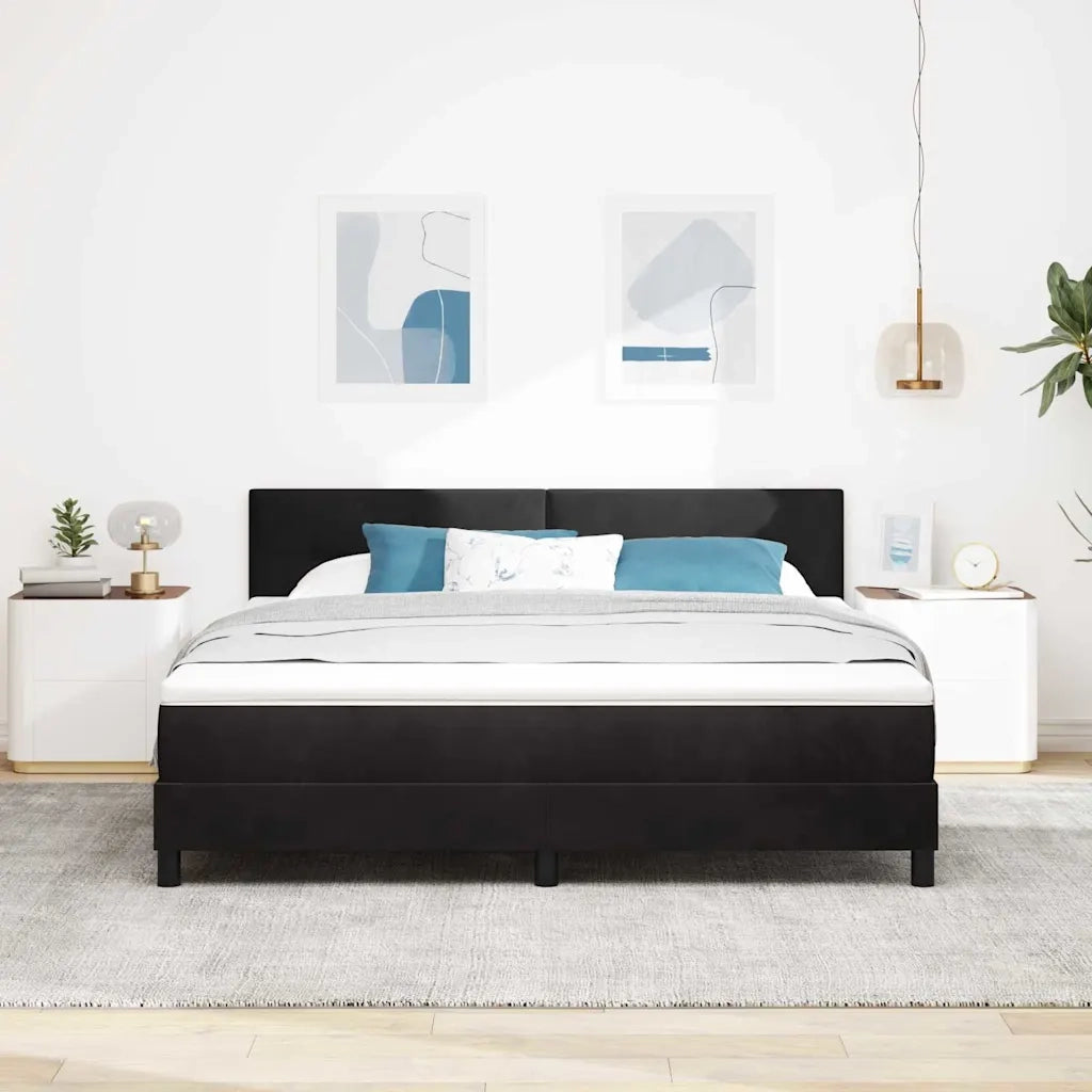 Letto a Sorgente LED con materasso Nero 180 x 200 cm Velluto 3342670