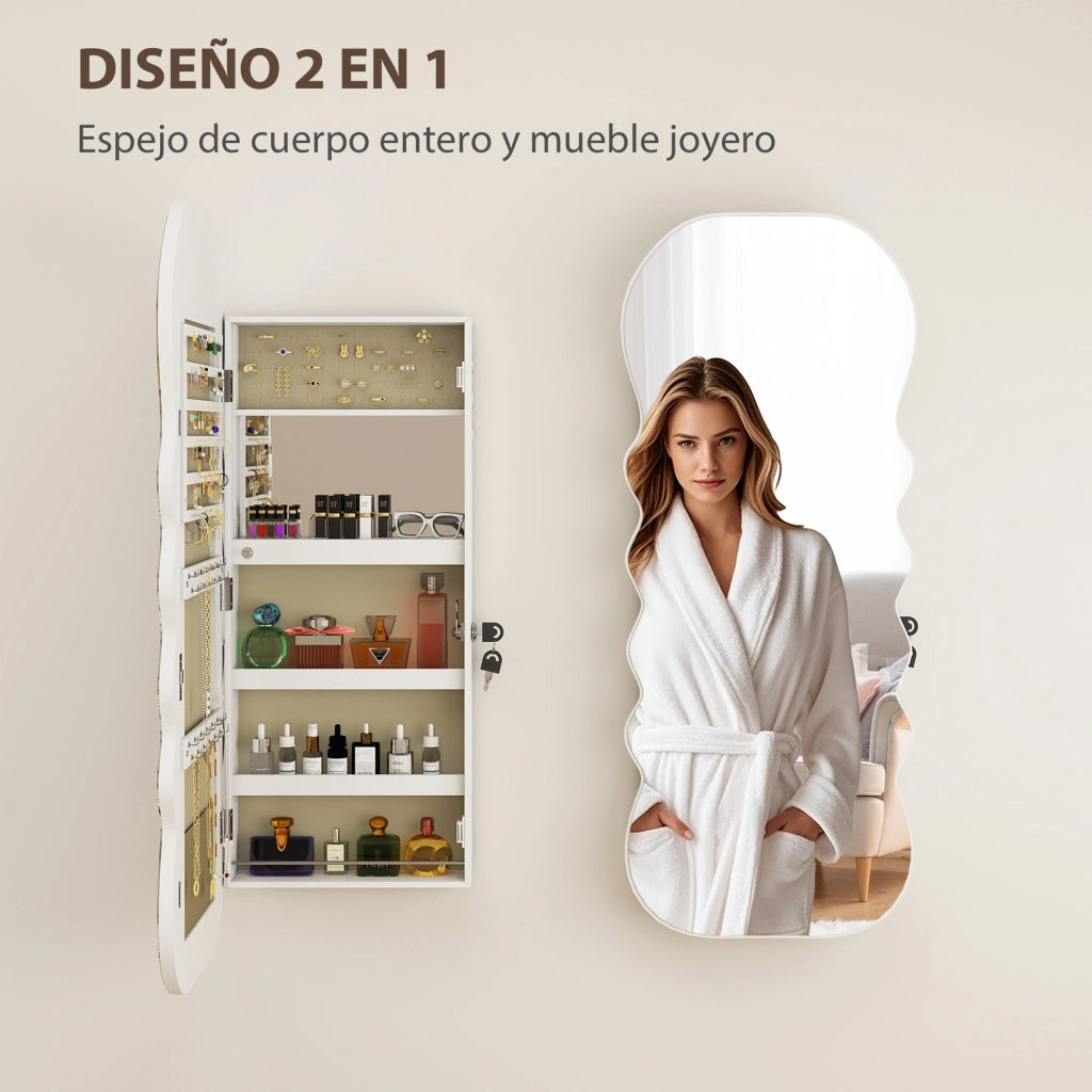 Specchio con cassetti e luce LED ¨C zephmum ¨C Bianco