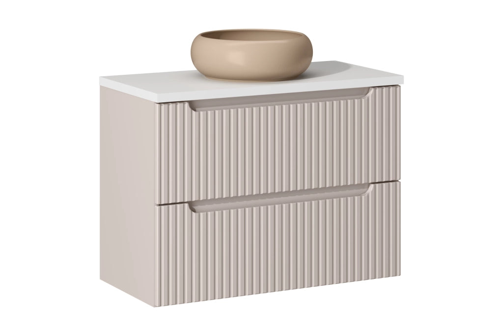 Set mobili bagno 80 cm con piano e lavabo da appoggio Wiki Nova Cashmere 80 x 1401 x 40 cm