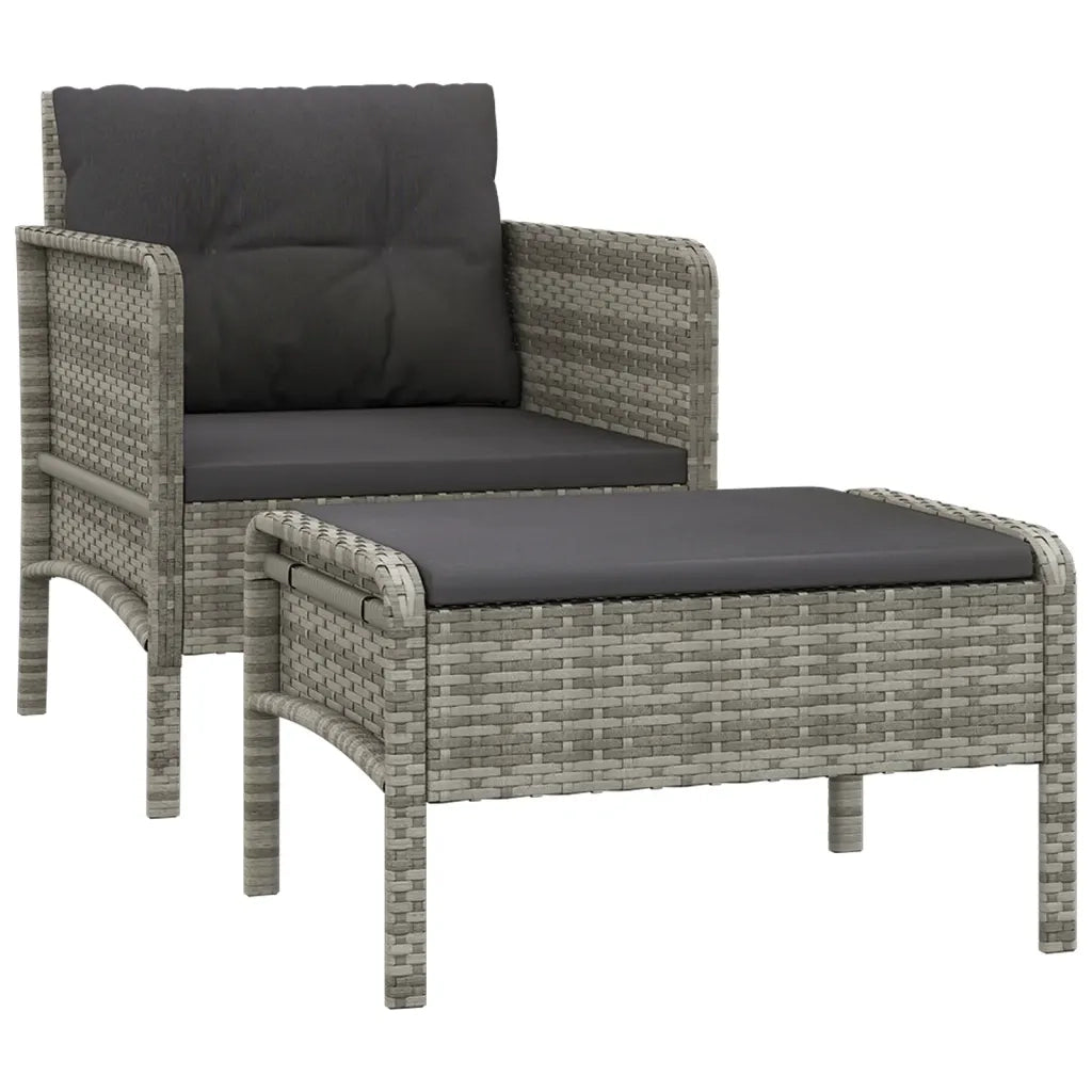 Set di Divani da Giardino 2 pz con Cuscini in Polyrattan Grigio 319679