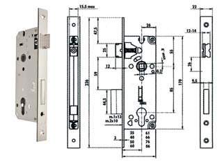SERRATURA DA INFILARE A CILINDRO BORDO QUADRO NICHELATO SATINATO 52X- - mm.40 (Y52X00400S2) - 1 pezzi YALE