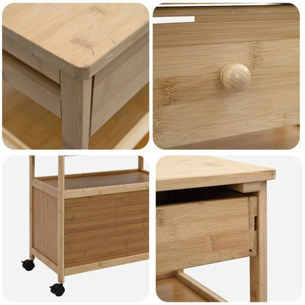 Carrello da Cucina con Ruote Naturale 59,5 x 36 x 82 cm Bamb¨´ CFW8996627
