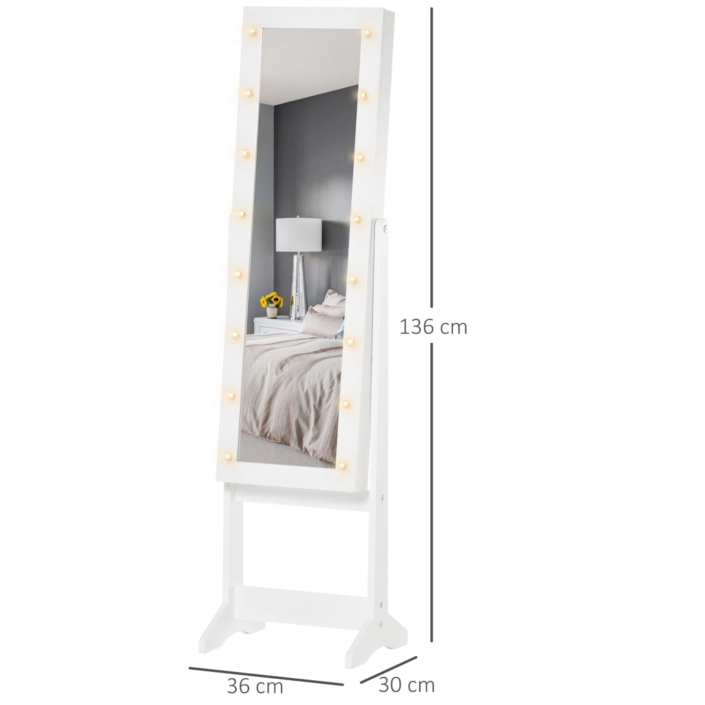 Armadio con Specchio e Luci LED ¨C Minimal ¨C Bianco 36x30x136 cm