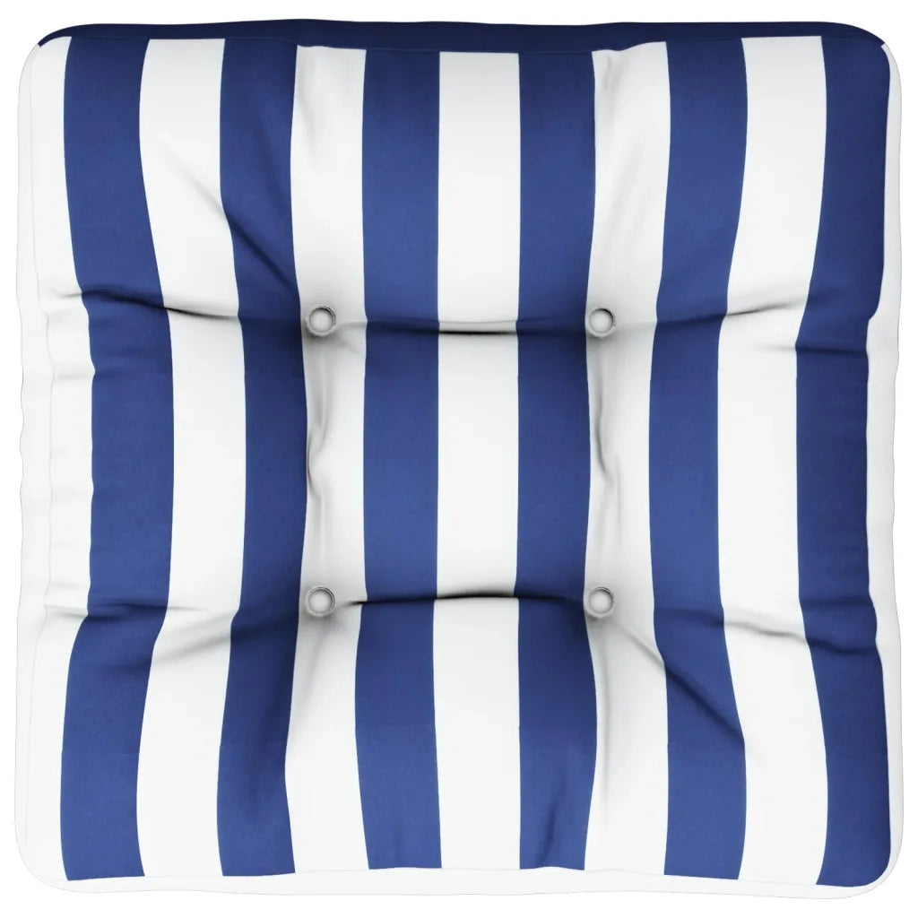 Cuscino per Pallet Strisce Bianche e Blu 60x60x12 cm in Tessuto 360462