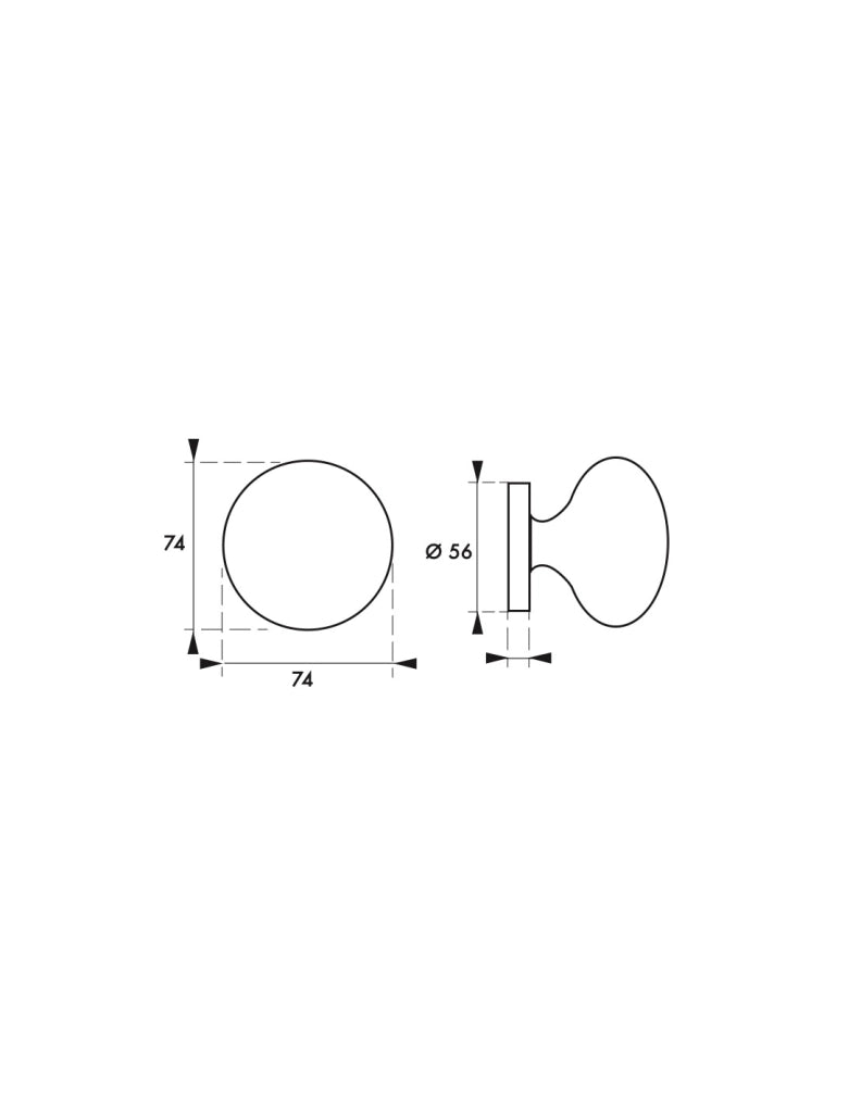 Pomolo per porta Ø 74 mm con base Ø 56 mm – THIRARD