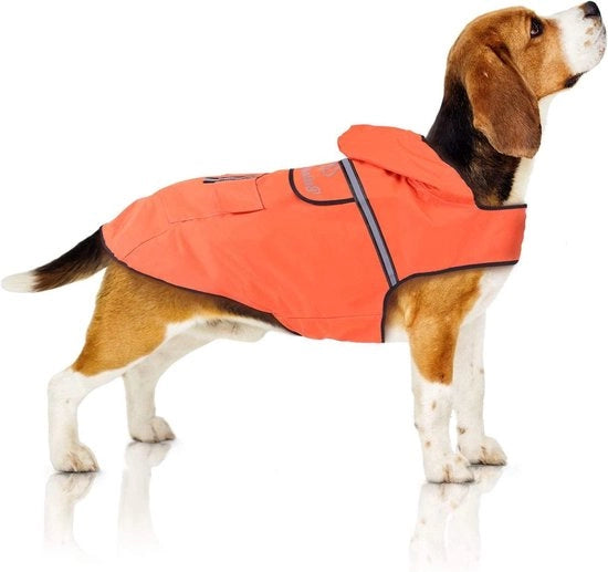 Giubbotto Impermeabile per Cani con Cappuccio e Riflettori per Camminate Sicure in Pioggia