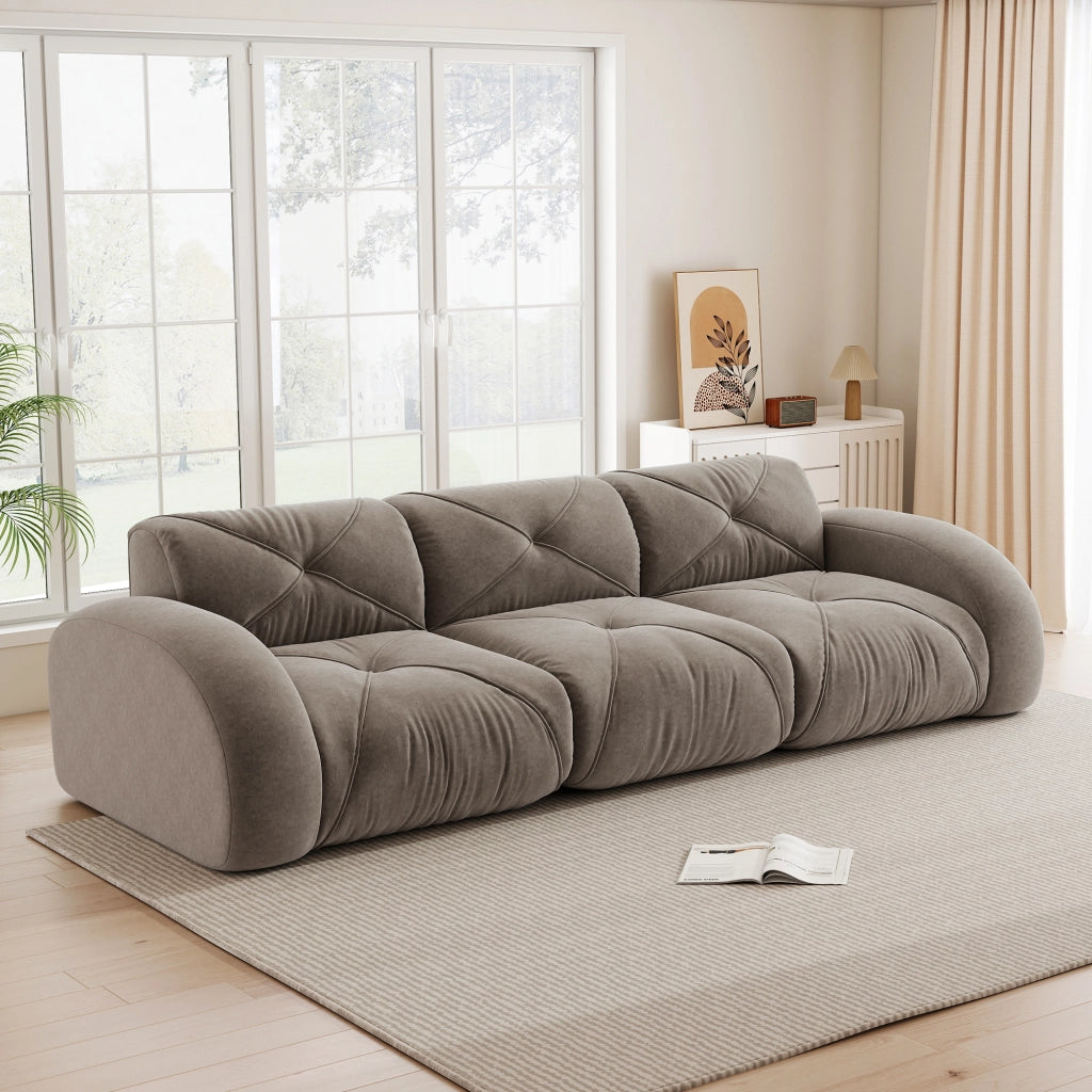 Sofa modulare extra grande senza cornice - Zephmum- 3 posti tessuto Chenille antiscivolo