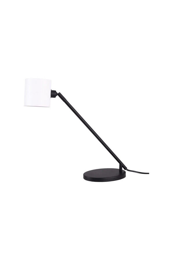 Lampada scrivania industriale nera, paralume mobile bianco GU10 5W