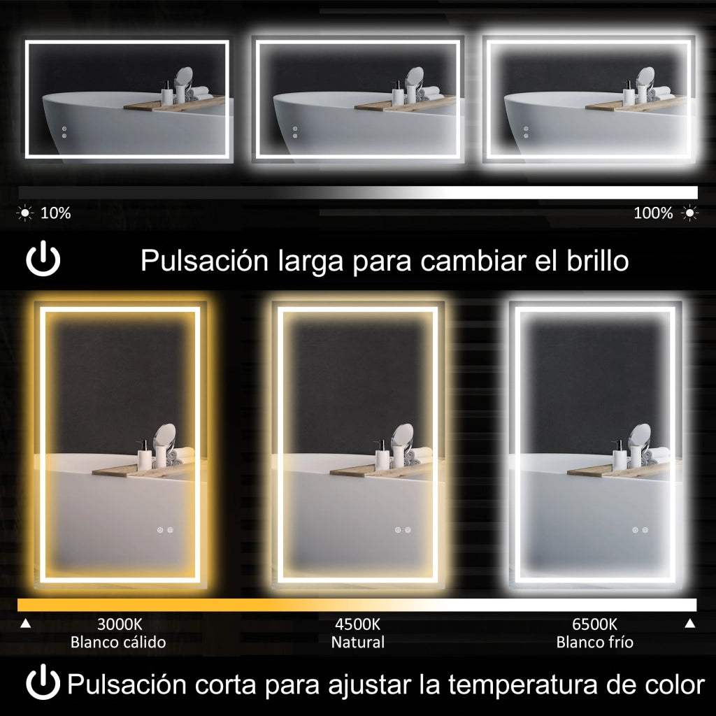 Specchio da Bagno LED con Antiappannante ¨C Minimal ¨C 100x60 cm
