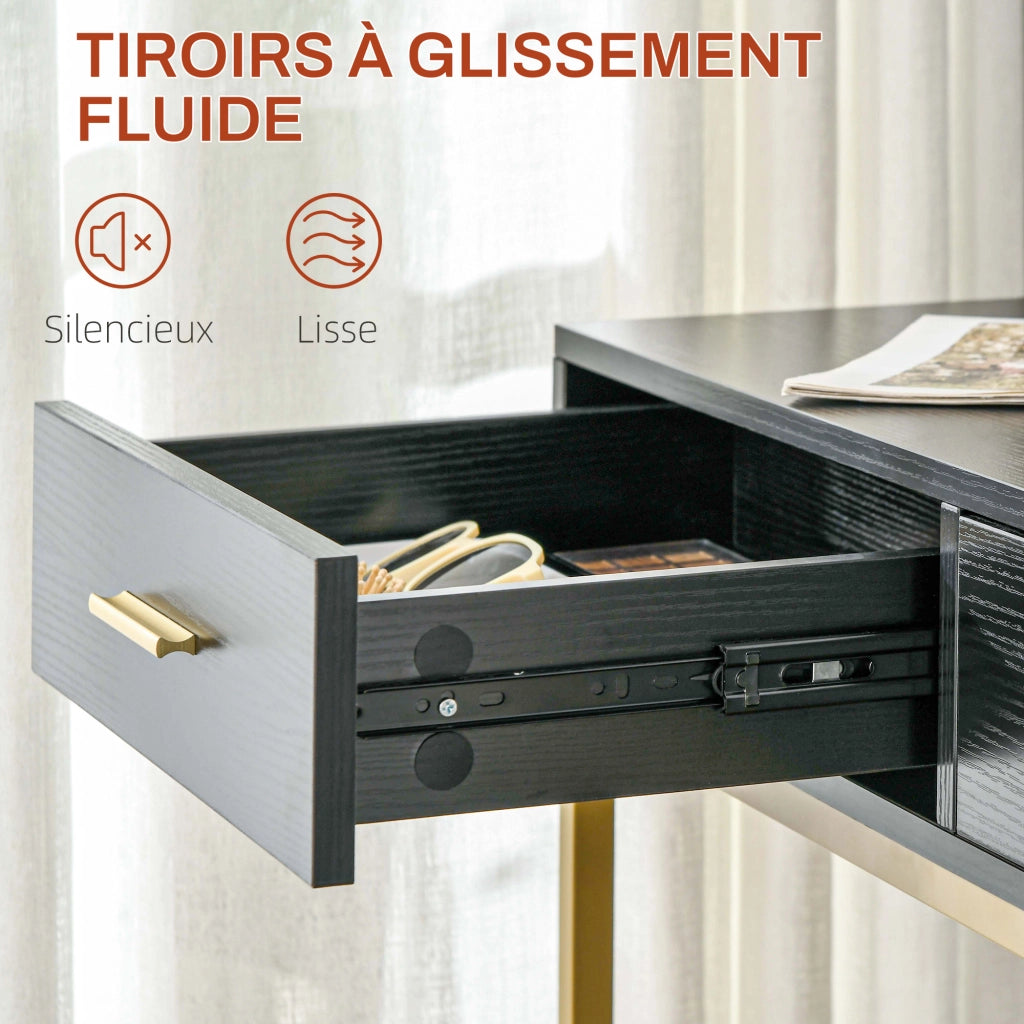 Cassettiera da trucco con specchio e luci, sgabello imbottito ¨C Minimal ¨C nero