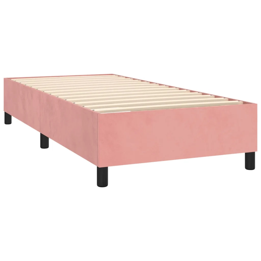 Letto a Molle con Materasso e LED-Struttura Letto con Materasso Rosa 90x190 cm in Velluto 890616