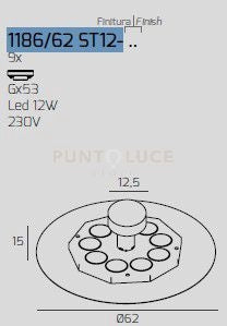 DISK GRIGIO CON STAFFA DI FISSAGGIO E COPRIBASE 1186-62 ST12-GR