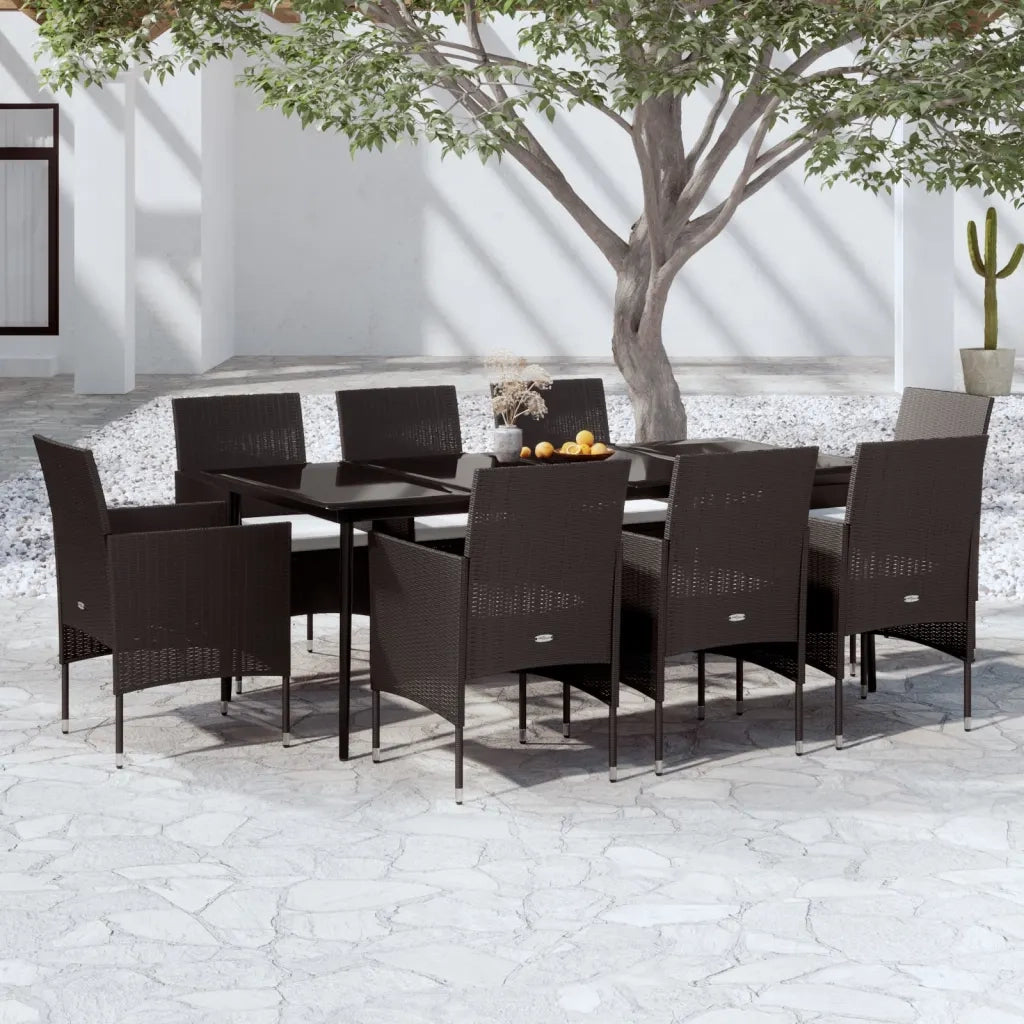 Set da Pranzo da Giardino 9 pz con Cuscini Nero 3099310