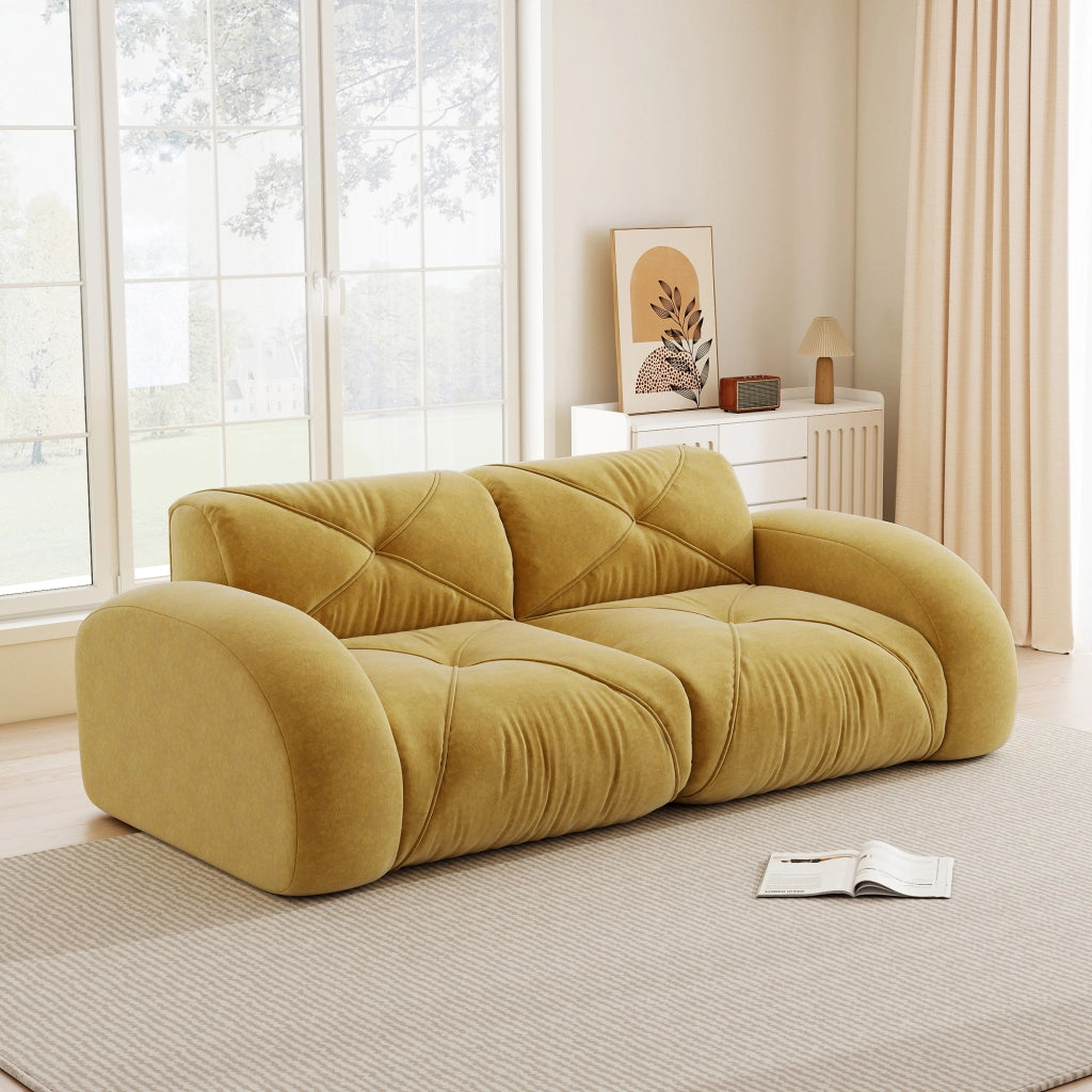 Divano modulare con cuscini a molle - Zephmum- Design ergonomico, struttura modulare, non assemblabile, giallo