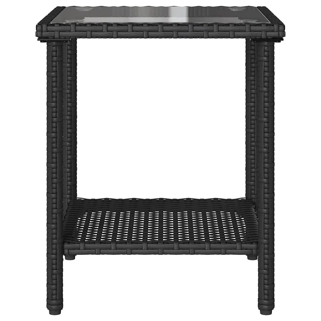 Divano da Giardino con Tavolo e Cuscini a L Nero in Polyrattan 4103872