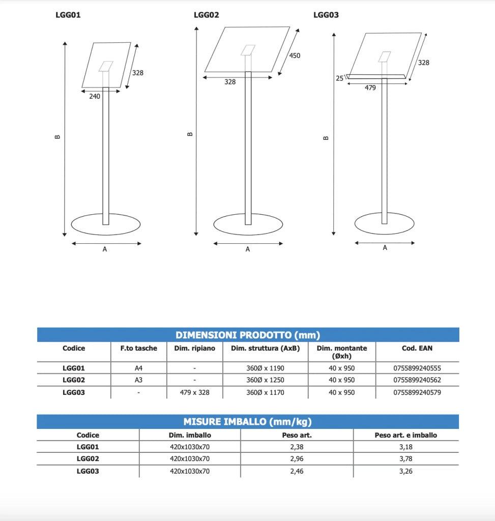 Espositore in plexiglass A4