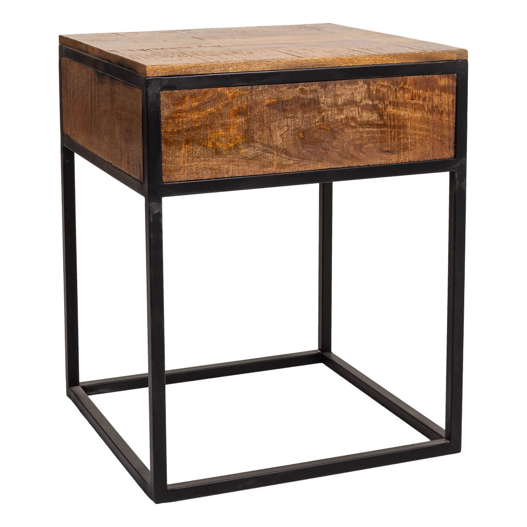 Comodino in legno e metallo marrone 61x61x57
