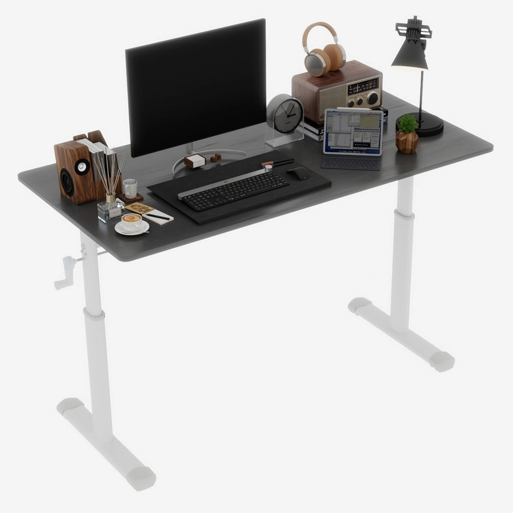 Scrivania regolabile in altezza per casa e ufficio, design compatto, colore grigio