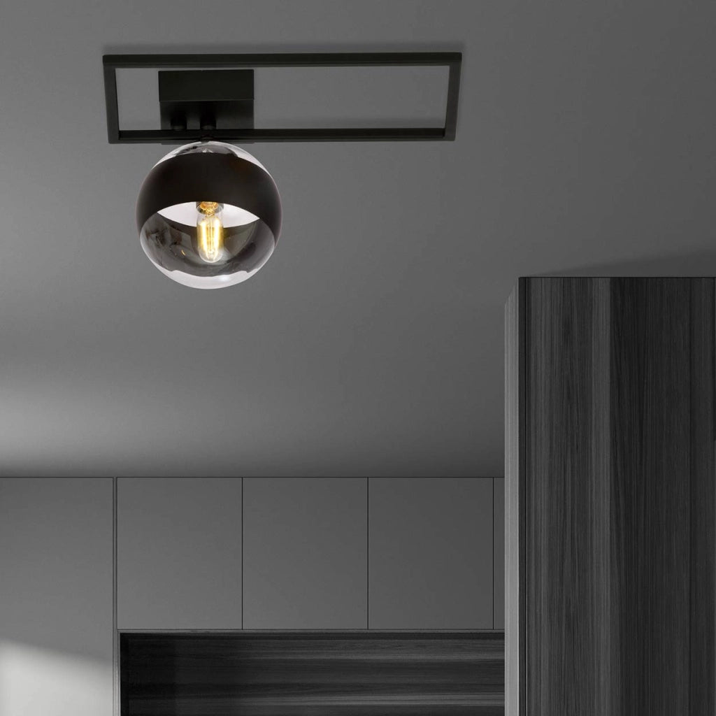 Plafoniera Emibig Imago 1 luce E14 nera trasparente