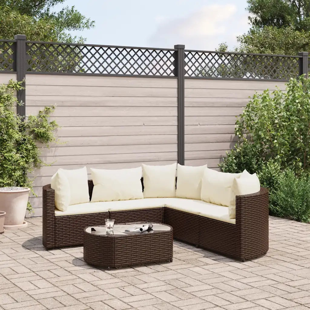 Set Divano da Giardino 6 pz con Cuscini Marrone in Polyrattan 3308393