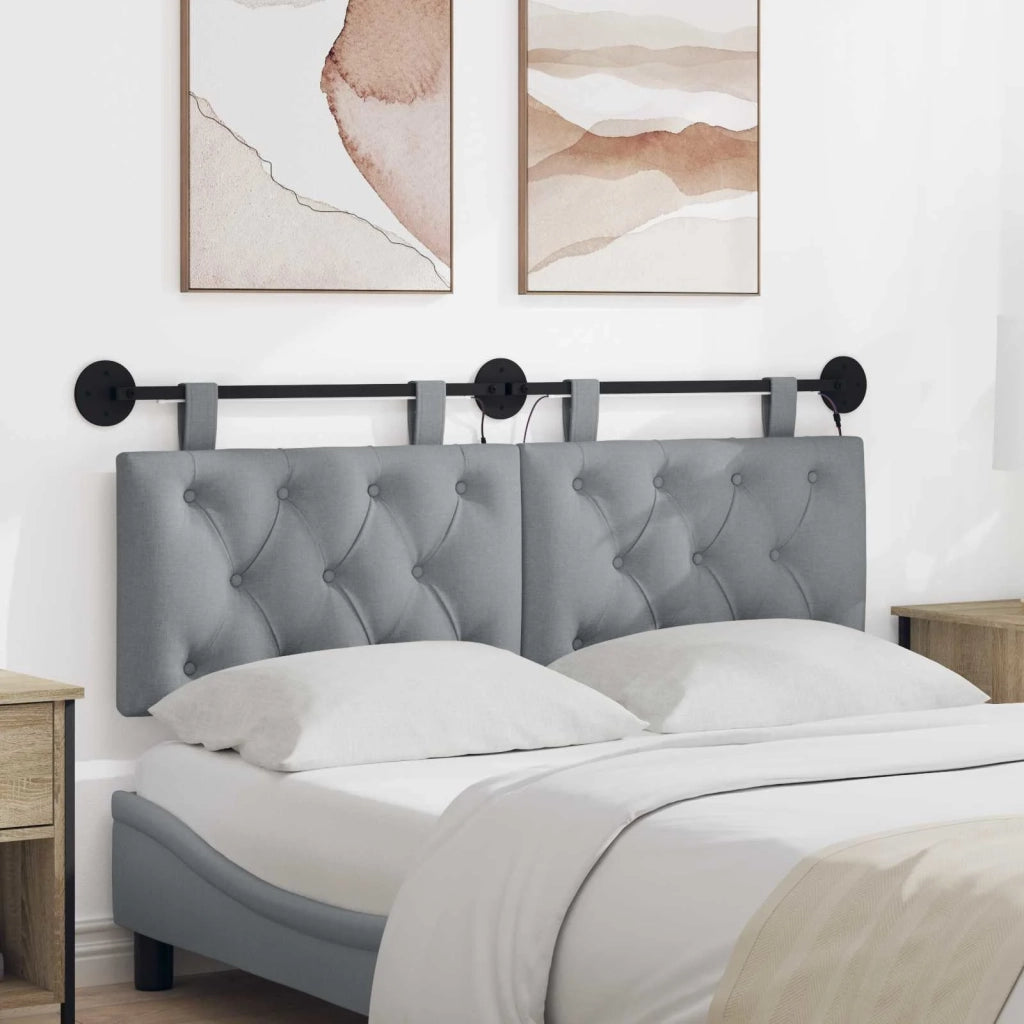 Testiera | Testata sospesa Con luce LED Grigio Chiaro Tessuto