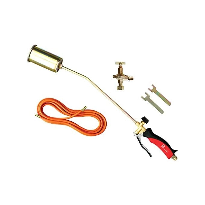 Project 03 SETCOMPLETOCONTUBO10MT Kit Cannello a Leva 70 cm con Bruciatore da 60 mm Tubo da 10 m e Regolatore colore Nero
