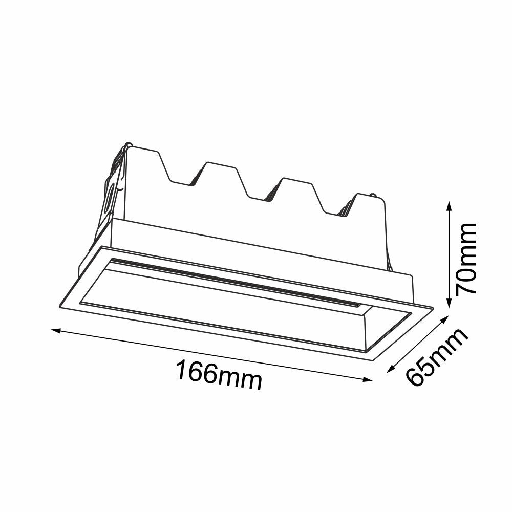 Faretto incasso rettangolare nero 5 LED 10W 3000K Brosline