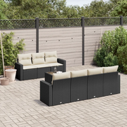 Set Divani da Giardino con Cuscini 8 pz Nero in Polyrattan 3251063