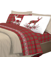 Completo letto 100% cotone Linea Cervo Matrimoniale - Rosso