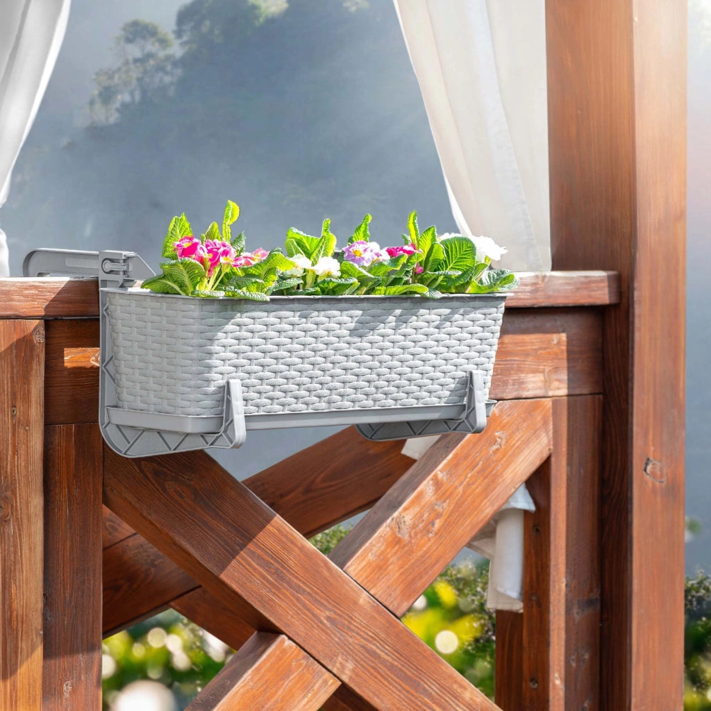 KADAX Fioriera da balcone 60 cm, supporto per vaso, manici (3 pezzi)