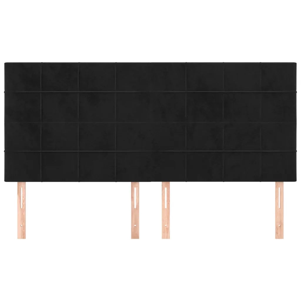 Testiera-Testata-Testiera Decorativa Nera 180x5x118/128 cm Velluto 534007
